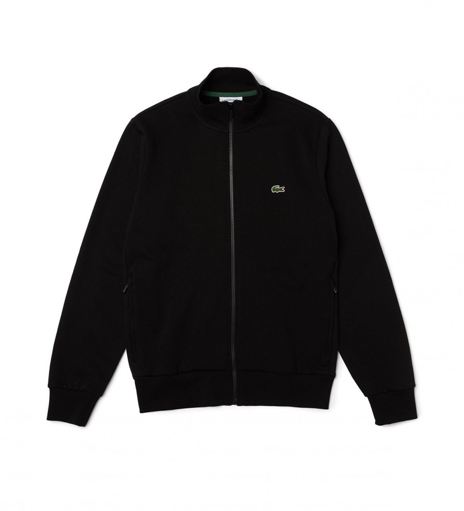 Moletom preto com zíper da Lacoste