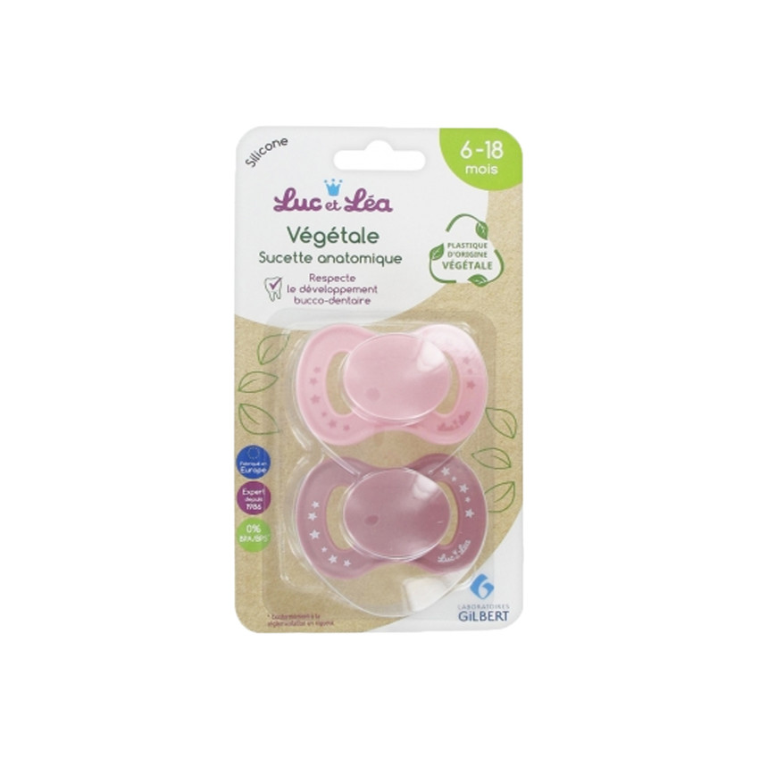 Duo de sucettes anatomiques végétales 6-18 mois - Rose