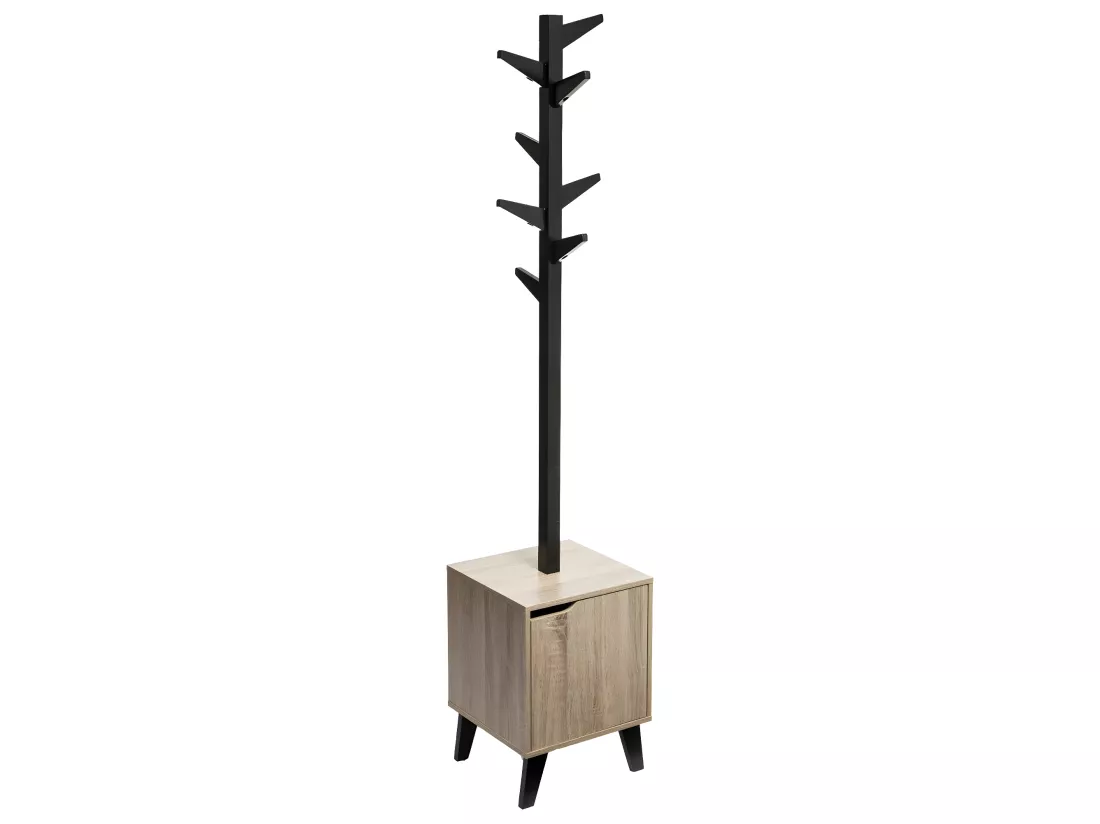 Porte Manteaux 8 Patères sur Caisson de rangement en Bois