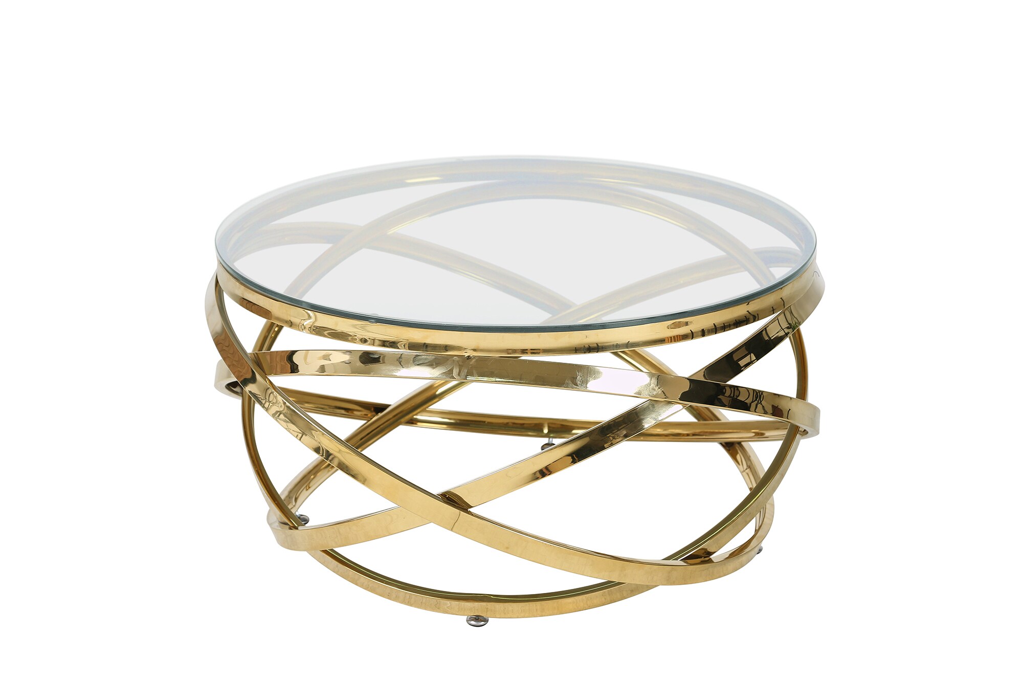 Couchtisch Ø 80 cm gold Glastisch Beistelltisch Sofatisch Wohnzimmertisch