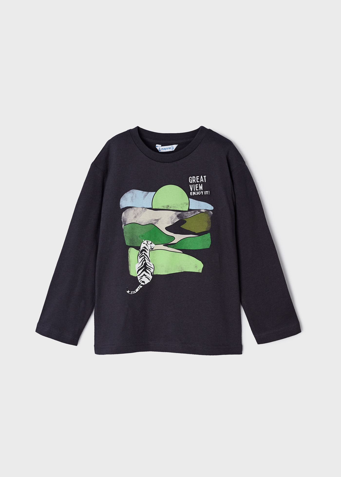 Camiseta de manga comprida em algodão sustentável para meninos