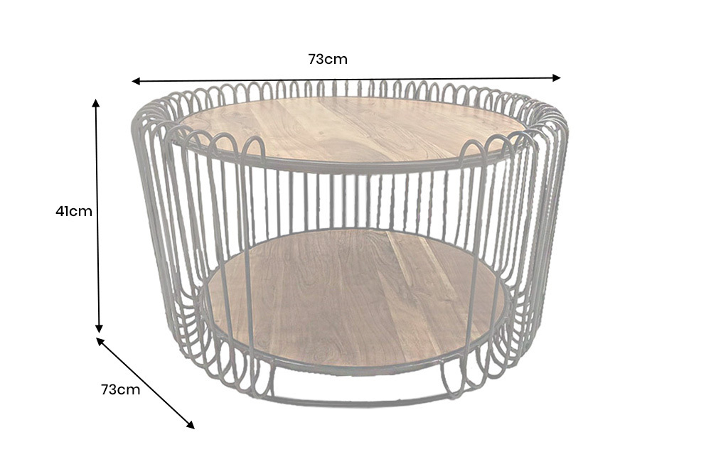 Industrial Couchtisch TRUE ELEMENTS 70cm natur Akazie Massivholz