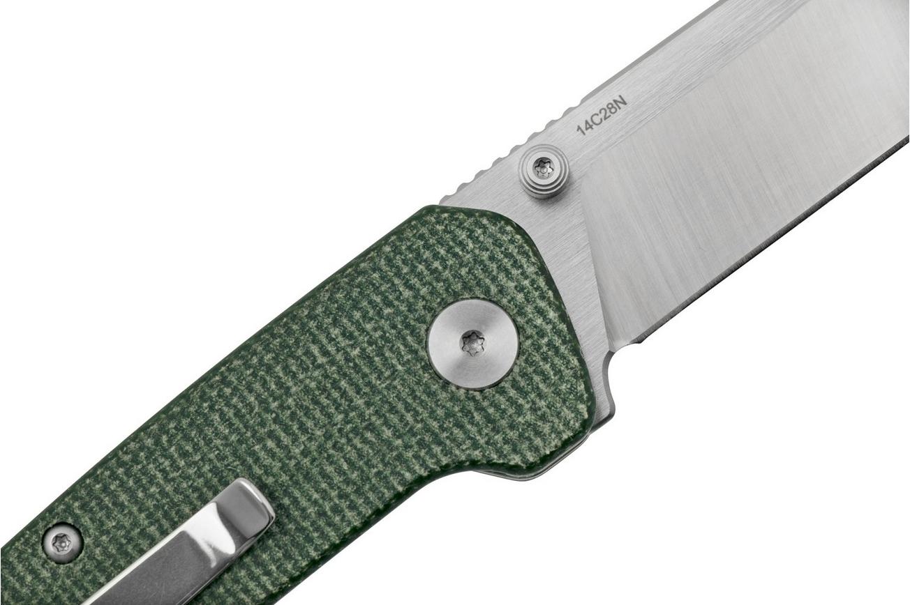 QSP Knife Penguin Mini QS130XS-C, Satin 14C28N, Green Micarta zakmes