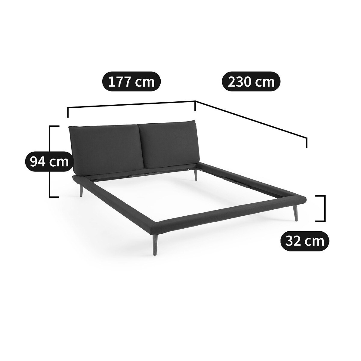 AM.PM<br>Cama de linho sem estrado, design Aurore, E. Gallina