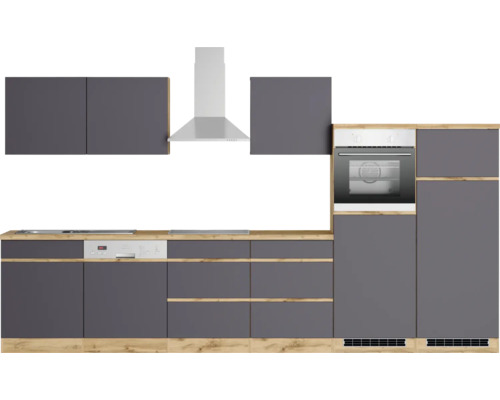 Held Furniture Keukenmeubel met apparatuur PISA 360 cm grijs mat gedemonteerd omkeerbaar model 1126.6311