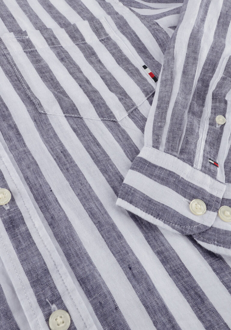 TOMMY HILFIGER blauw/wit gestreepte tommy hilfiger casual overhemd breton linen stripe cf shirt