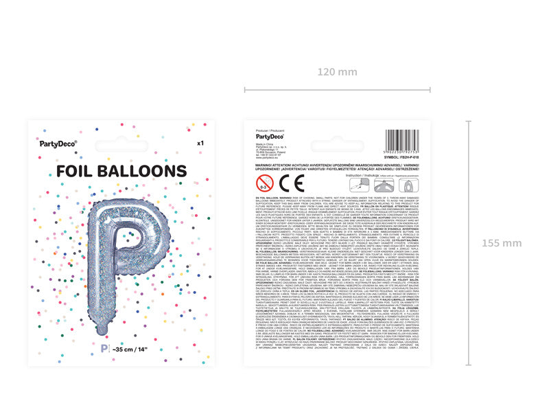 Folie Ballon Letter P Holografisch Leeg 35cm