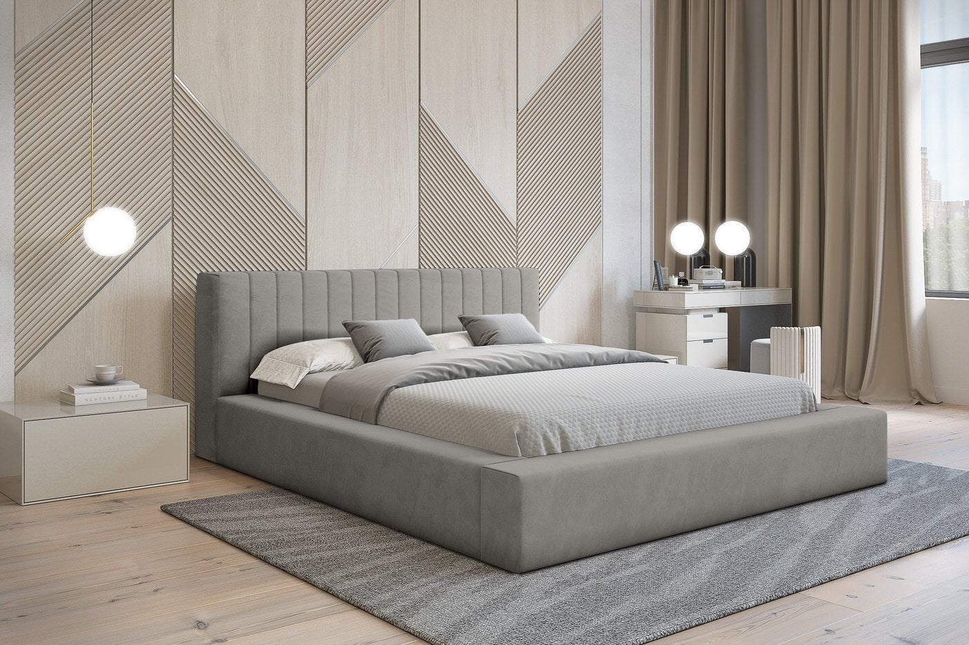 Trae Mobler Como 160 x 200 cm Gestoffeerd Bed Grijs