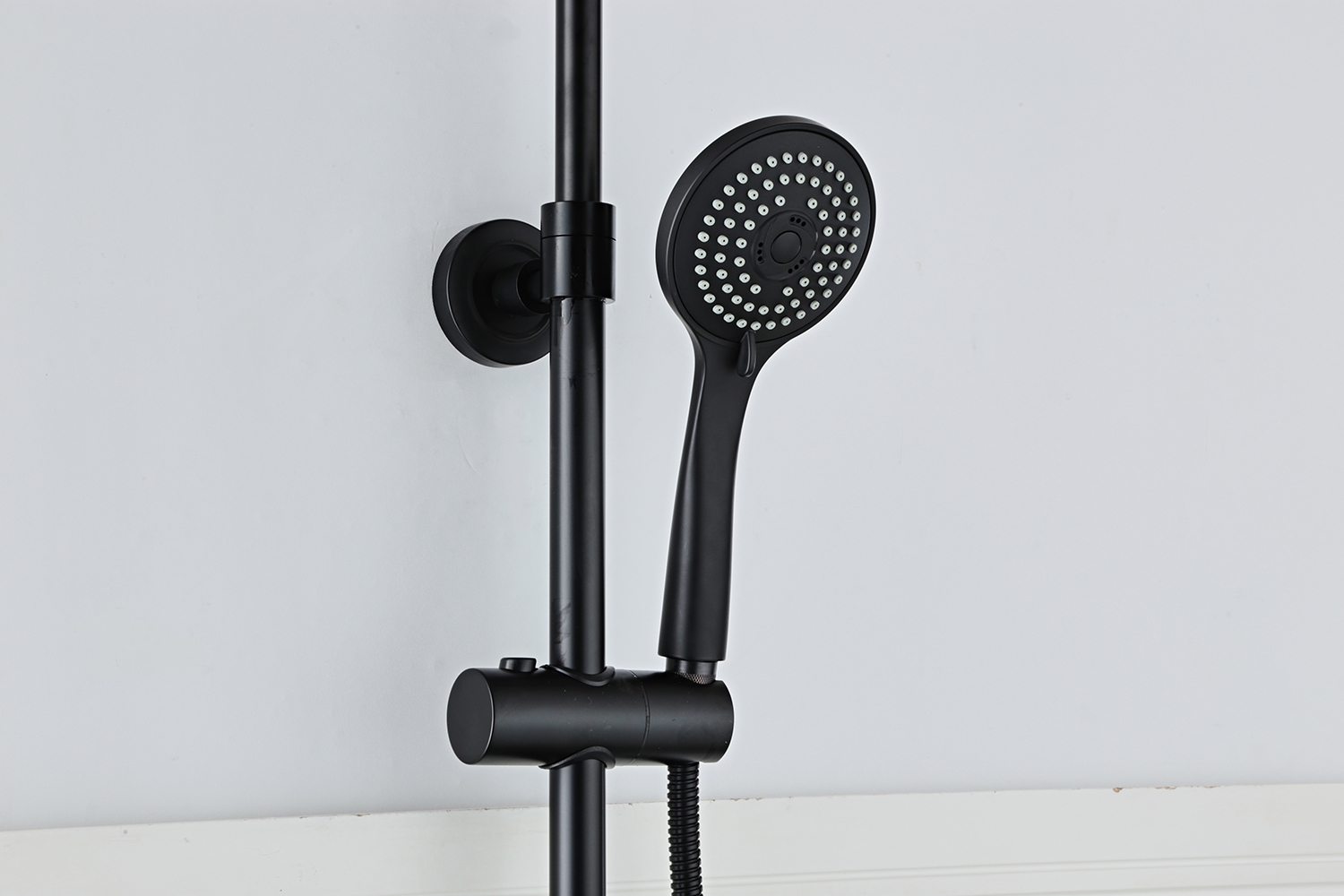 Saniclear Nero mat zwart opbouw regendouche 30cm met thermostaatkraan en 3 standen handdouche