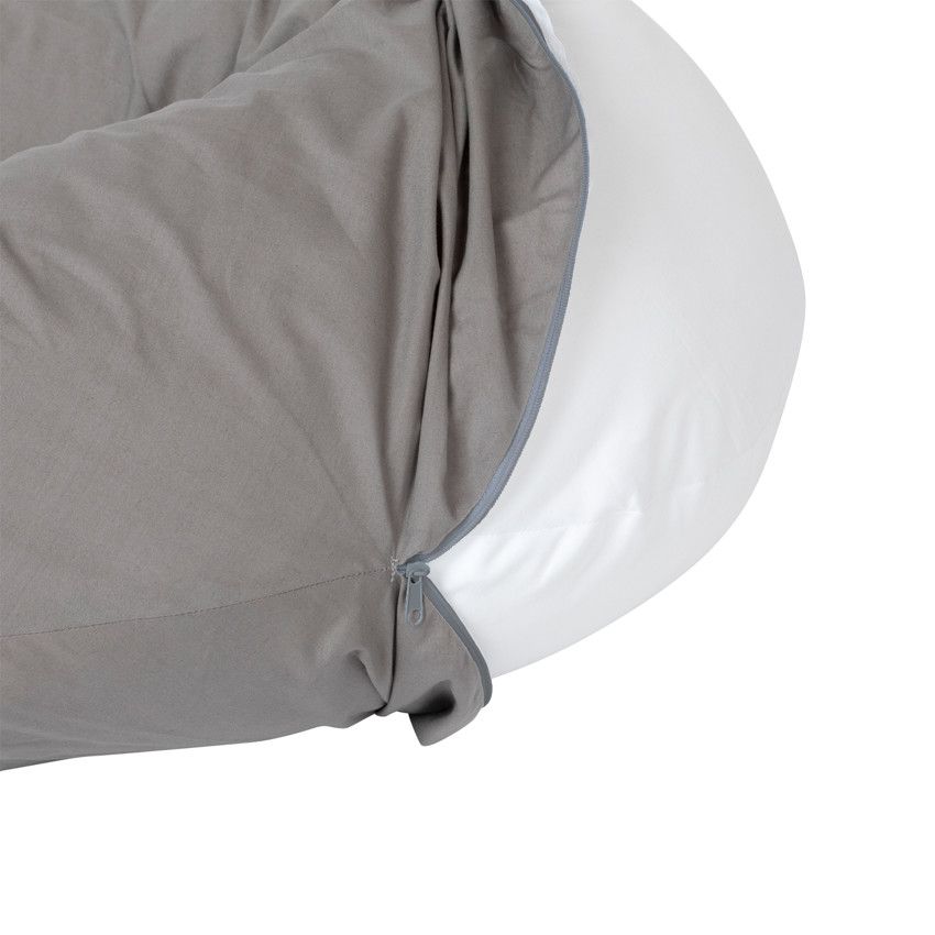 Coussin d'allaitement et de maternité microfibres 150cm - Gris - Ecru