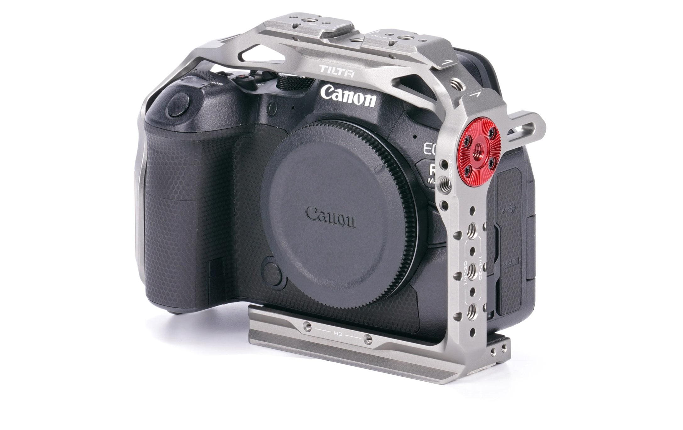 Full Camera Cage für Canon R6 Mark II - Titanium GrayVerbessert die Funktionalität der Kamera und bietet gleichzeitig zusätzlichen Schutz