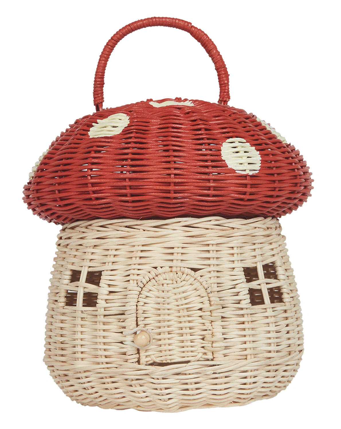 Rattan-Aufbewahrungskorb FLY AGARIC in rot/natur