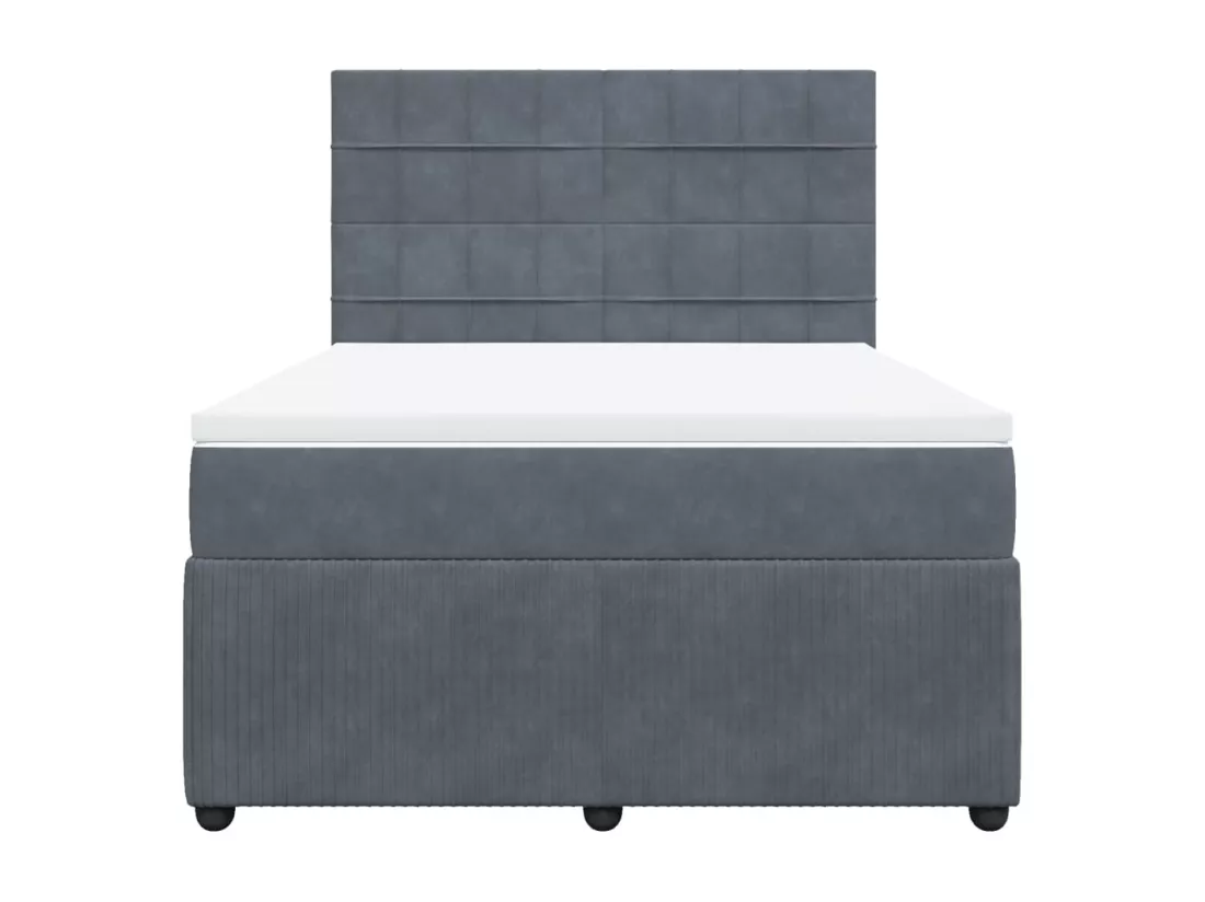 Sommier à lattes de lit et matelas Gris foncé 140x190cm Velours