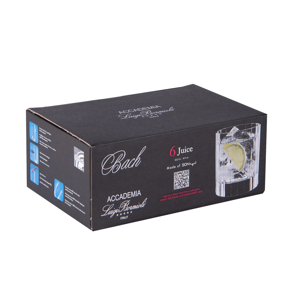 Boîte de 6 verres à Whisky Bach forme basse 25,5 cl Bormioli Luigi