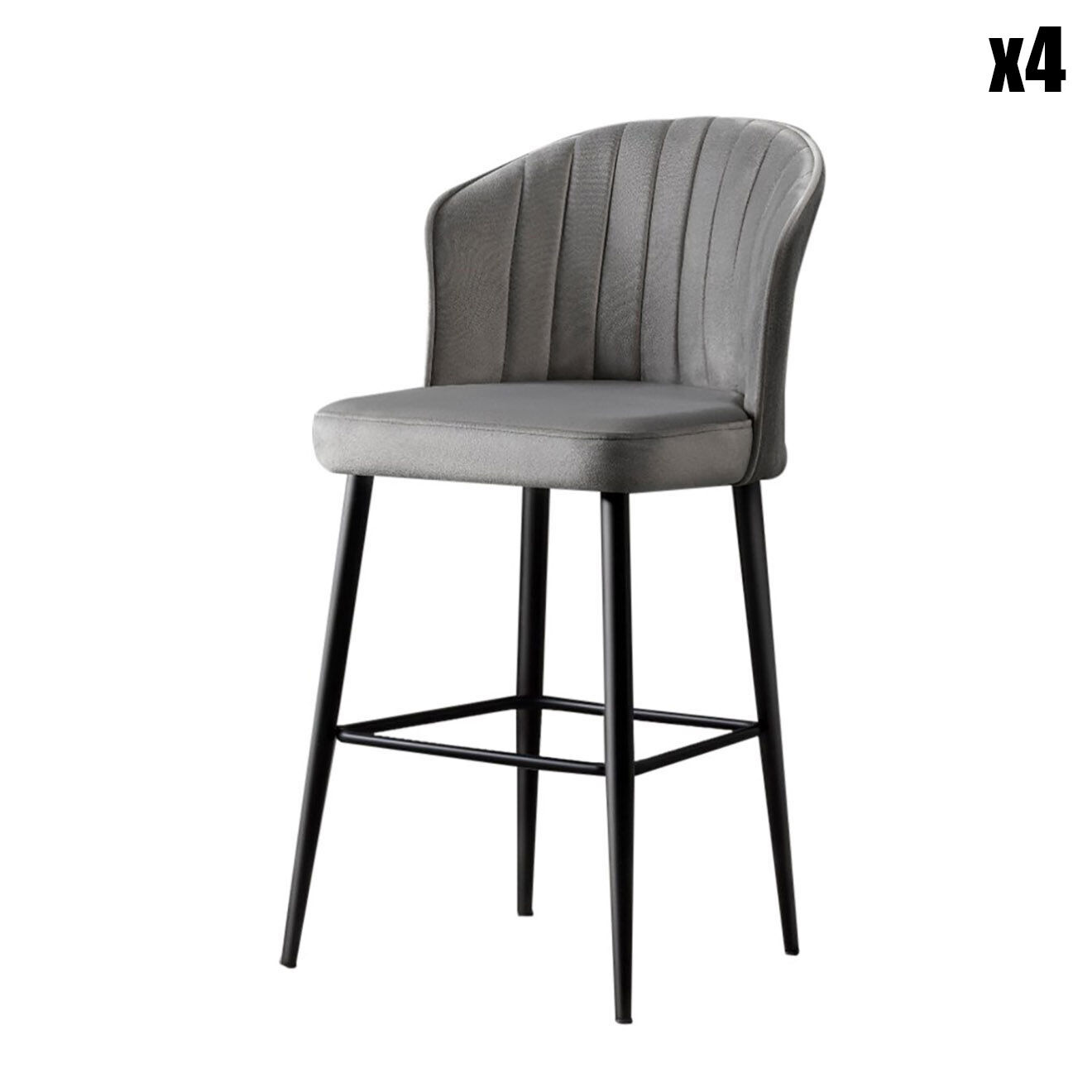Wooden Art 4 Tabourets de bar Rubi grises - 52x97x42 cm