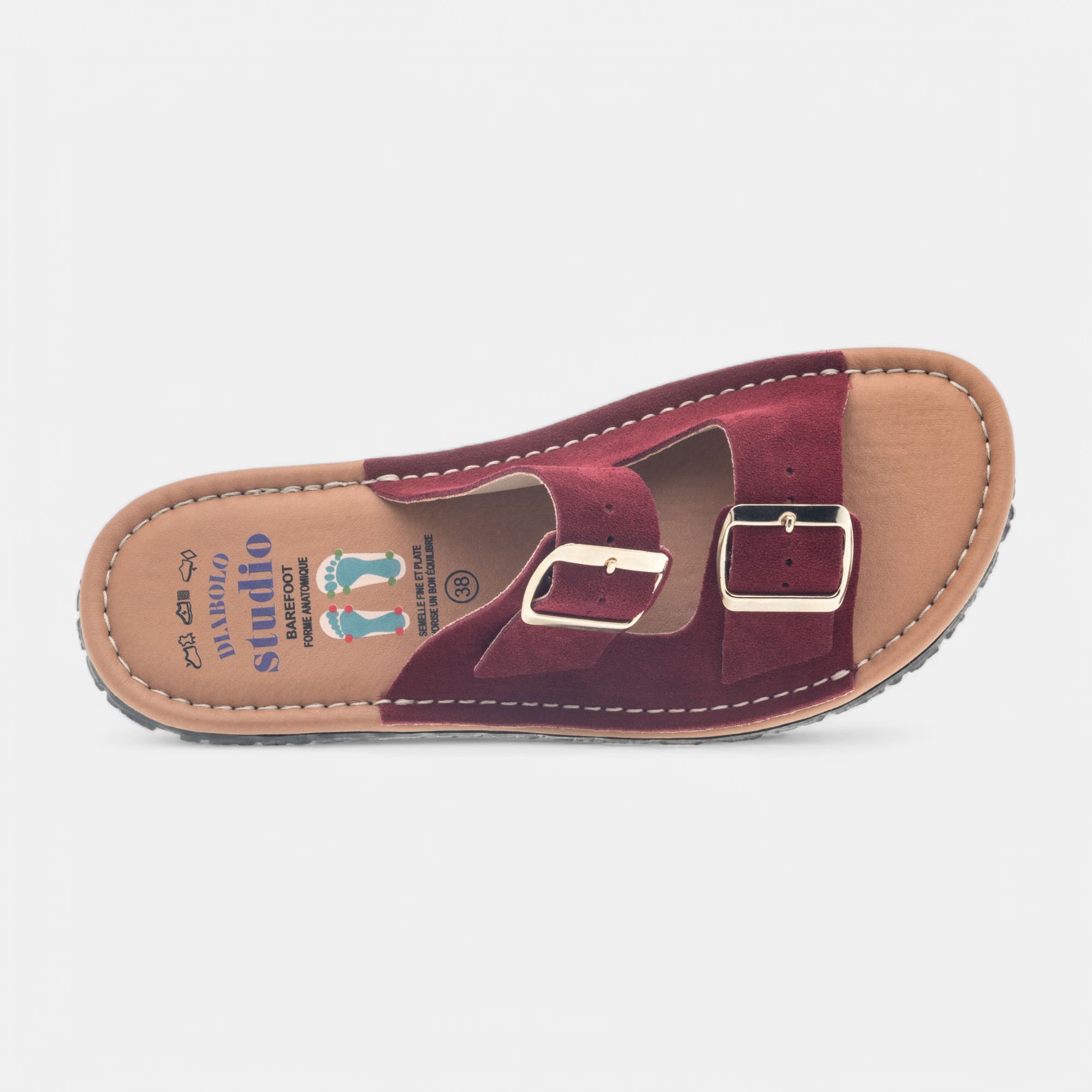 Mules Femme en cuir bordeaux