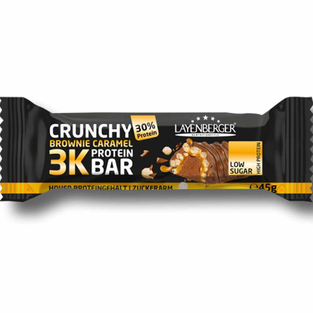 15x Layenberger 3K Protein Riegel Crunchy Brownie Caramel á 45g=675g MHD:30.6.25