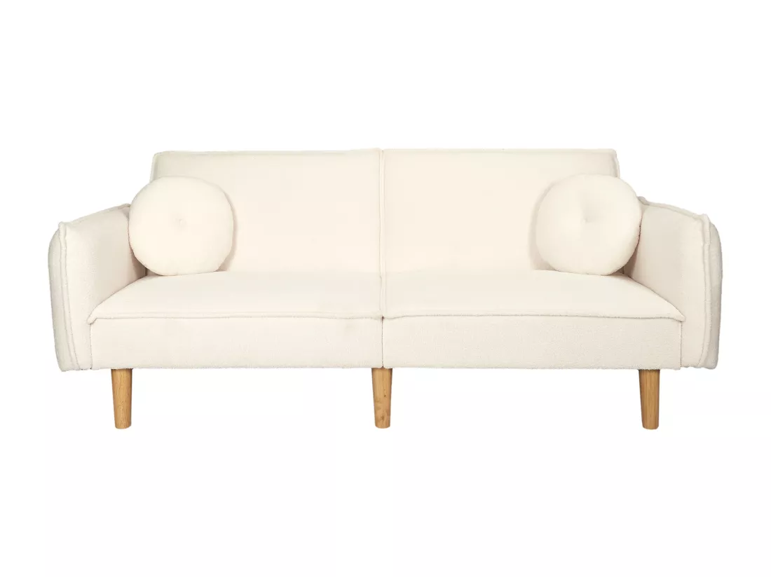 Canapé convertible tissu bouclette blanc - L198 cm - CLOUD