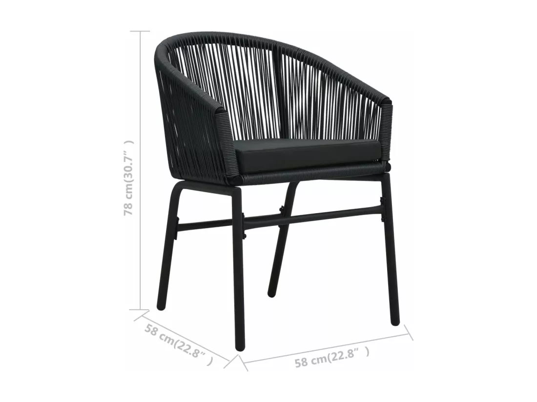 Chaises de jardin 2 pièces Noir Rotin PE
