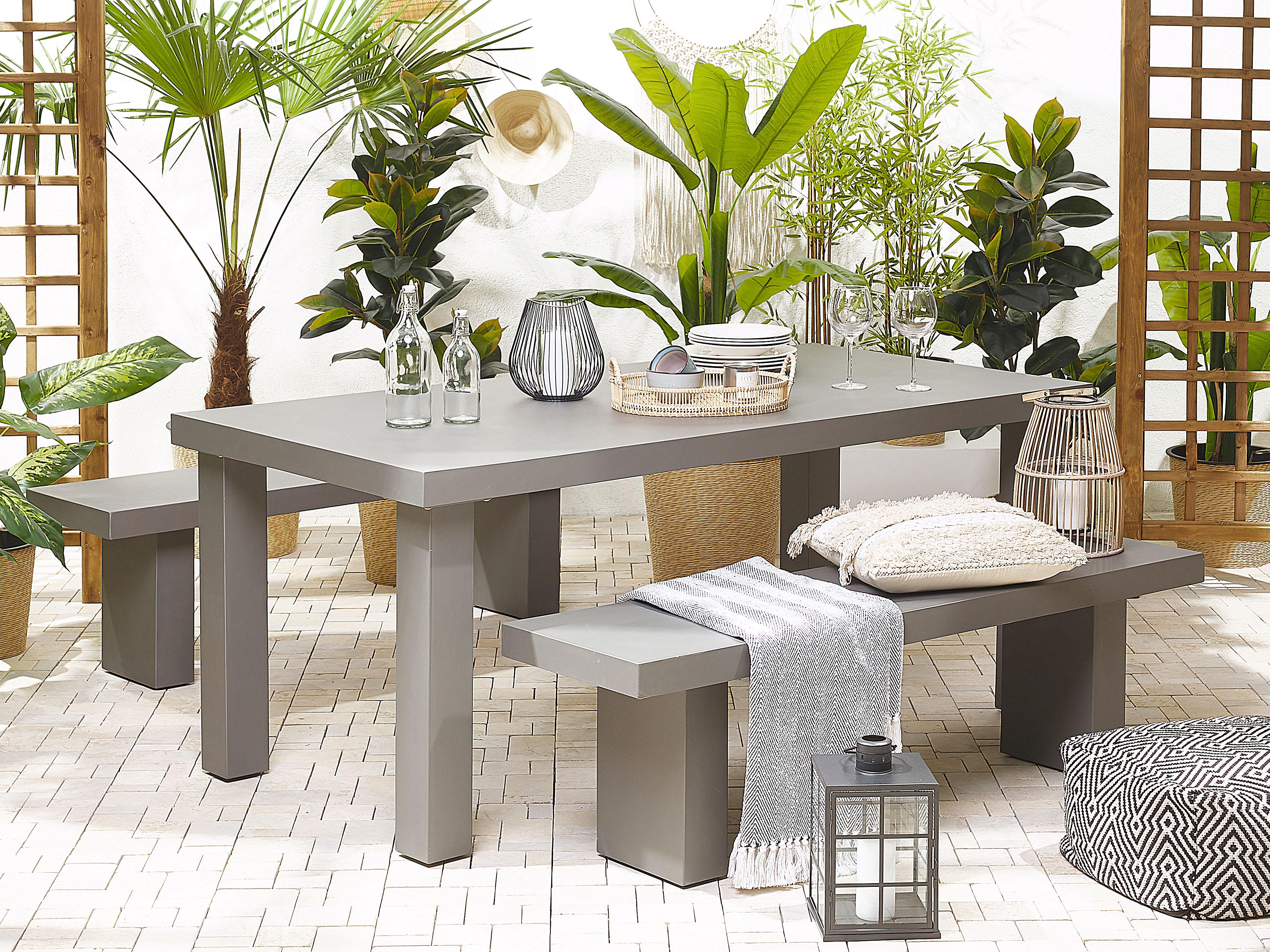Tuinset met banken 4-zits TARANTO Beton Grijs