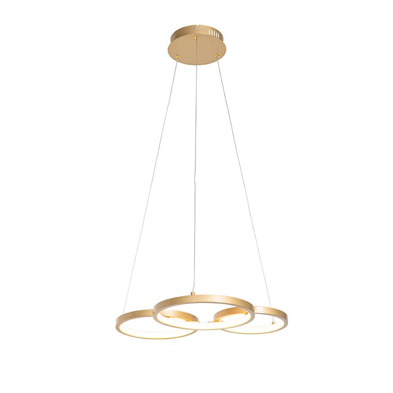 Hanglamp goud incl. LED 3-staps dimbaar 3-lichts - Rondas
