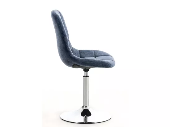 Chaise de bureau - Tissu & Métal chromé - Bleu - Emil