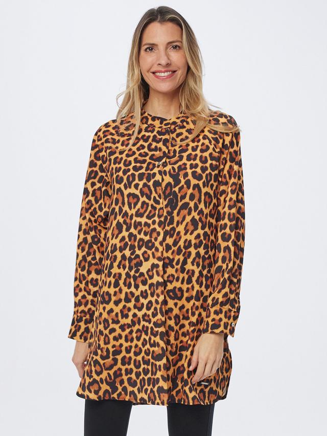 Satin Bluse mit Leo Dessin