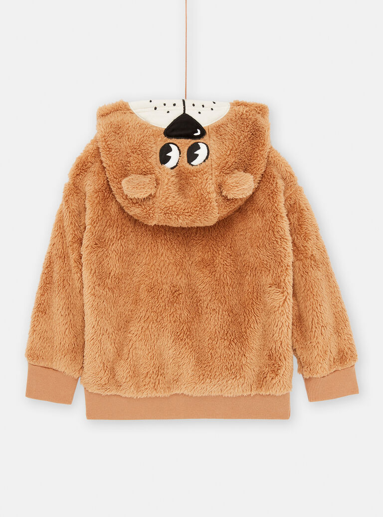 Gilet taupe à capuche pour garçon