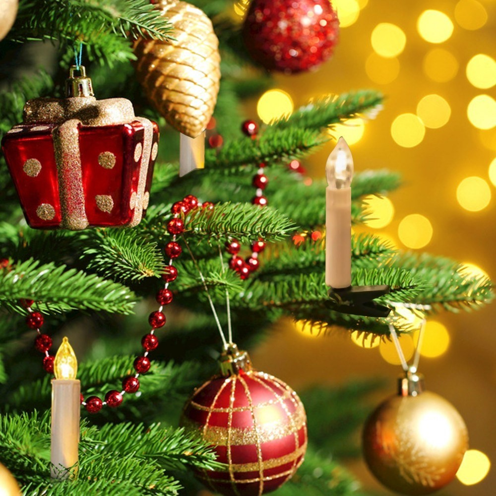 (10er Set) 10cm LED Weihnachtsbaum Kerzen Christbaum Beleuchtung inkl. Fernbedienung (Batteriebetrieben) - Bunt