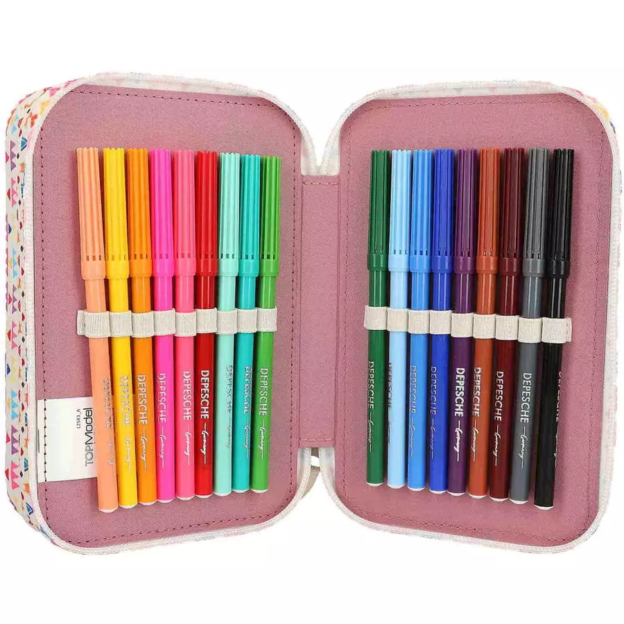 Depesche Federtasche COSY mit Druck TOPModel 7,5 x 13 x 20 cm altrosa