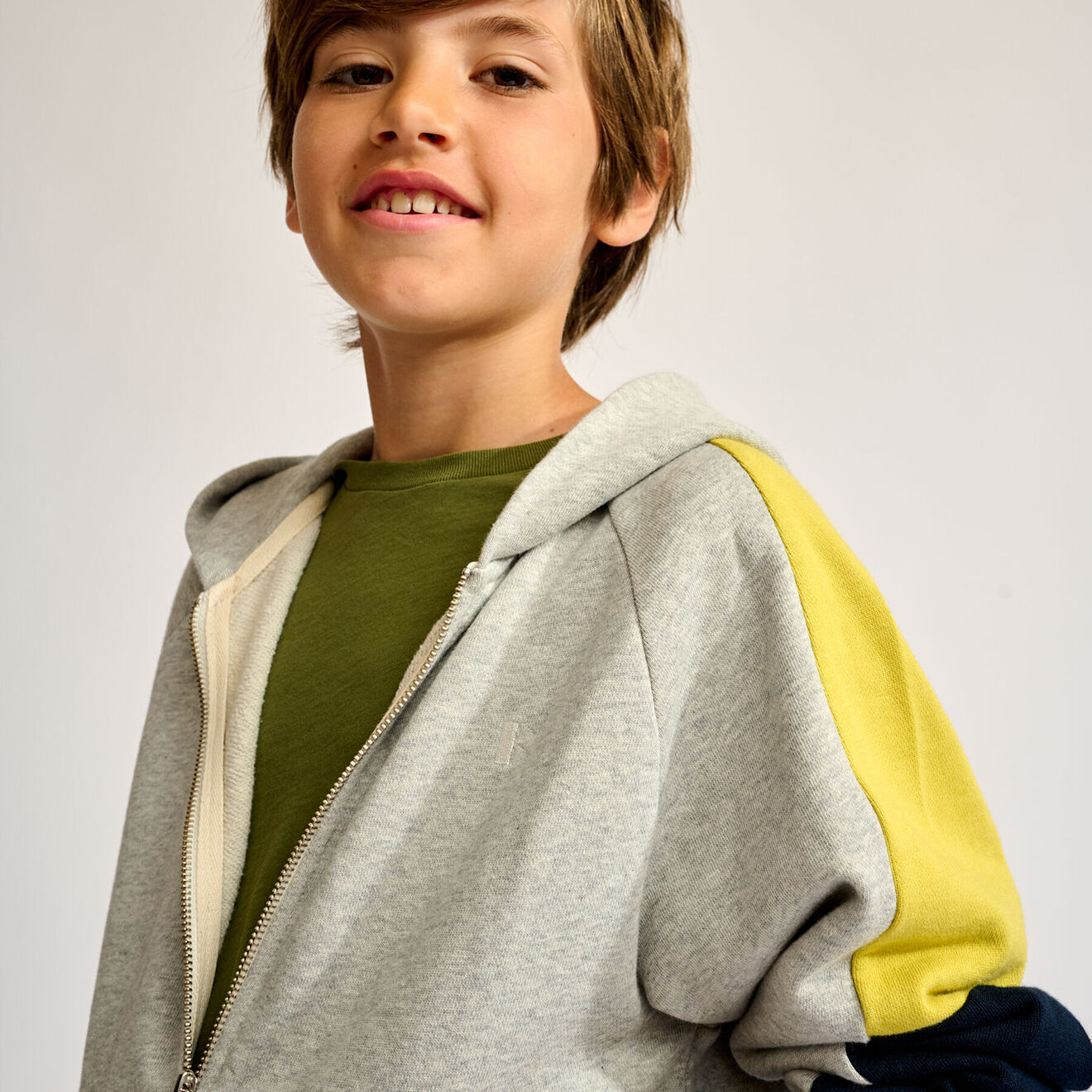 Bellerose Sweat à capuche zippé Foude gris clair
