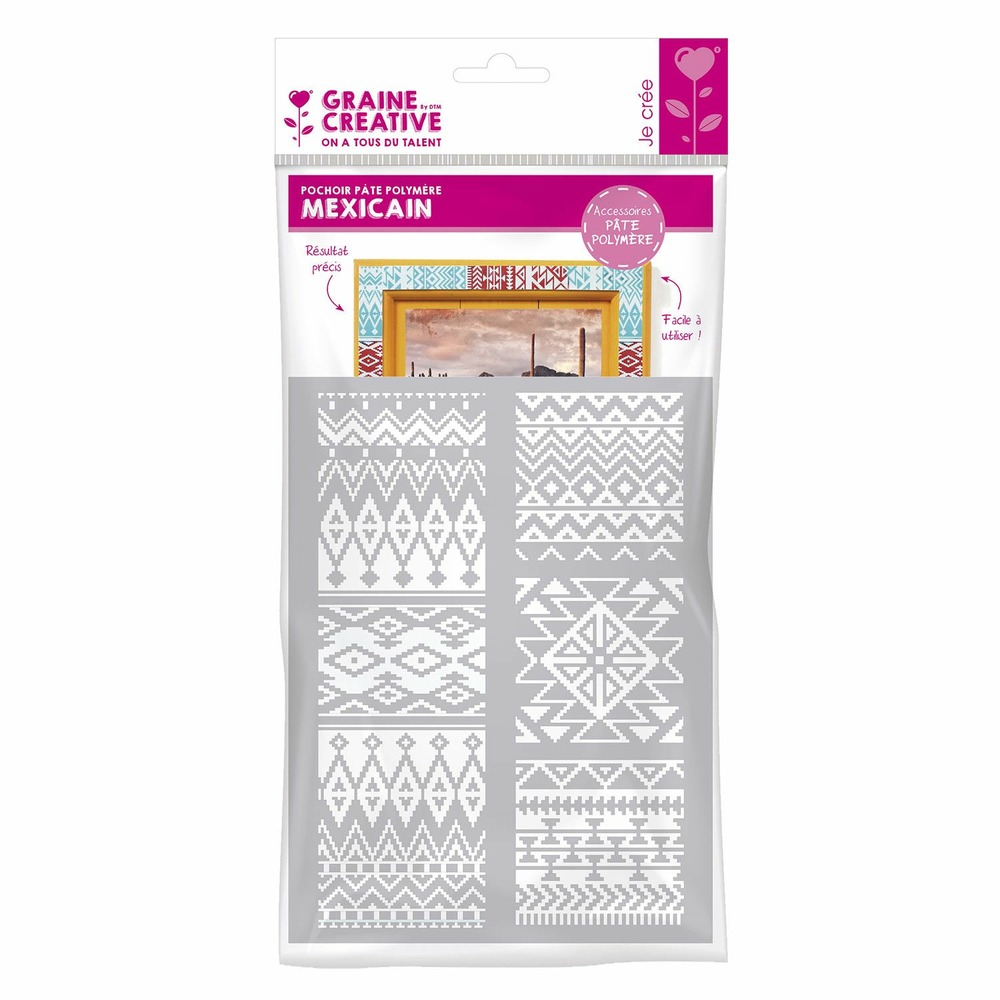 Pochoir pâte polymère mexicain 15,3 x 11,4 cm