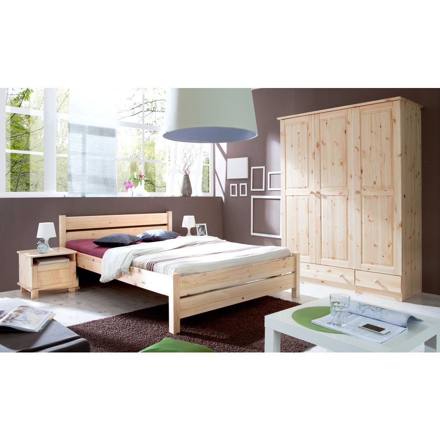 TICAA Massivholz Einzelbett Bora Kiefer Natur Natur