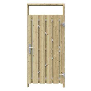 Tuinpoort pakket recht op metalen frame grenen hout 5,5 x 90 x 180 cm