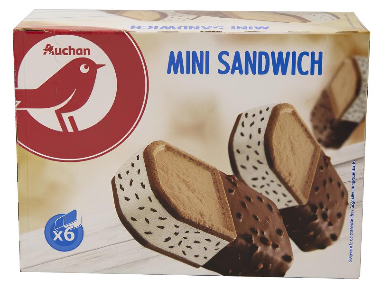 GELADO AUCHAN MINI SANDWICH NATA 6X85ML