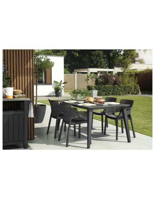 Keter Stoel Elisa - Tuinmeubelen - 62.5x57x79cm cm Antraciet Stapelbaar