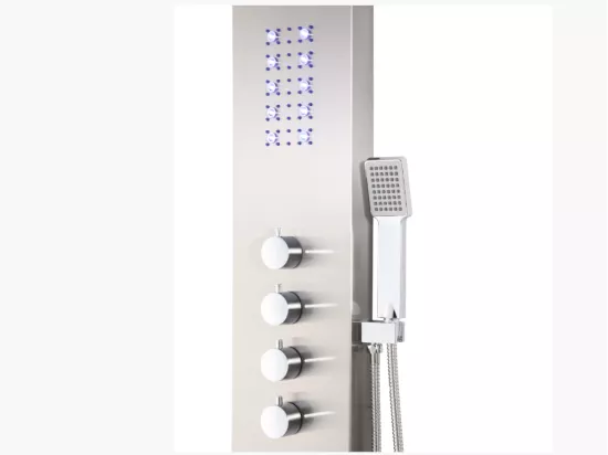 Colonne de douche hydromassante thermostatique à leds - 20*165cm - Argent - FELICITA