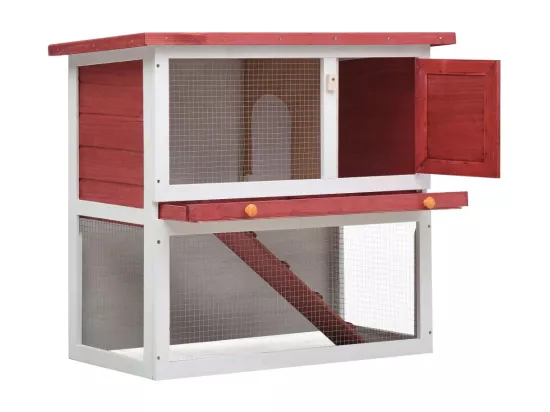 Clapier d'extérieur 1 porte Rouge Bois