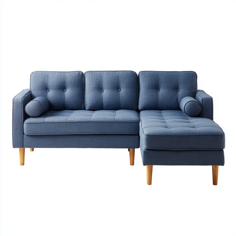 Ecksofa Stoff 200x80x85 cm – Blau – Moderner Stil