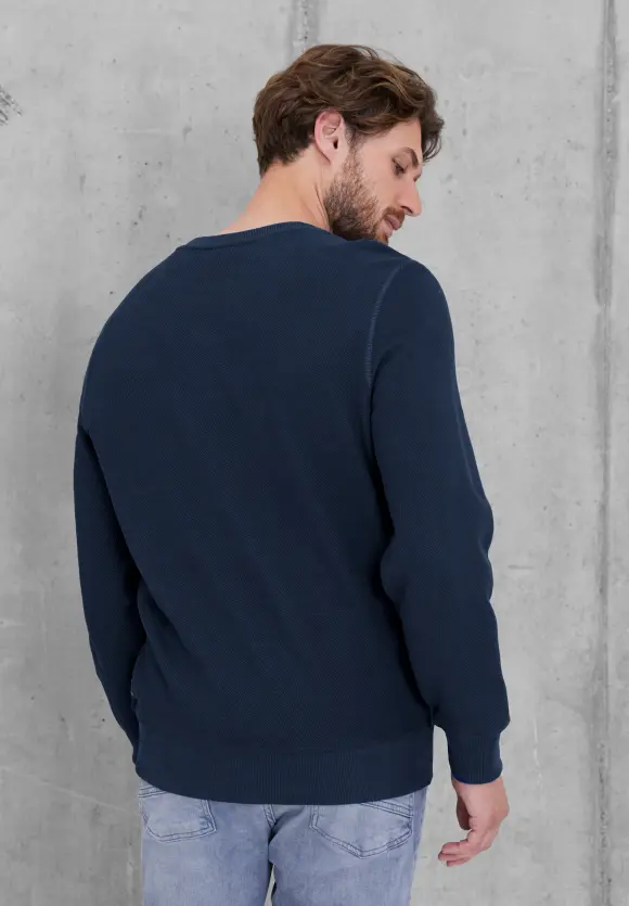 Sweatshirt in Piqué - navy blue