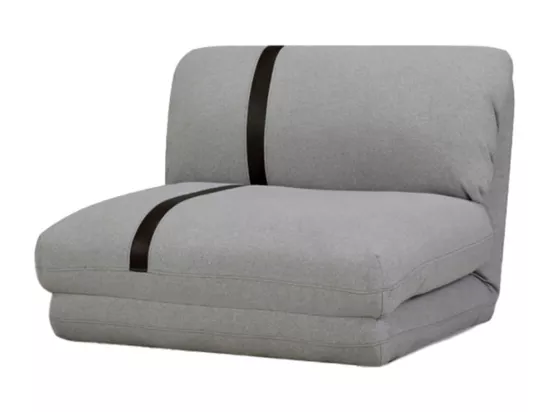 BASILUS - Chauffeuse Convertible Multipositions Tissu Gris Chiné avec bande Noire