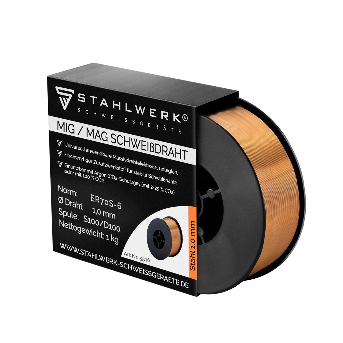 STAHLWERK Lasdraad MIG MAG ER70S-6 SG2 Ø 1,0 mm S100/D100 Draadrol 1 kg