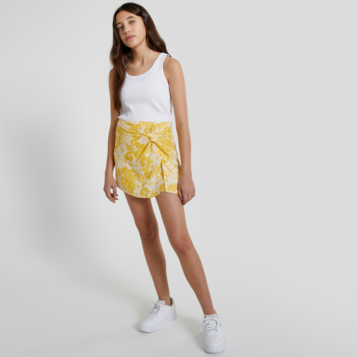 COLEÇÕES LA REDOUTE<br>Saia-shorts com estampa floral em crepe