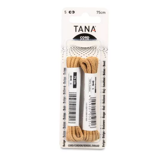 Lacets cordonnet 75 cm beige TANA