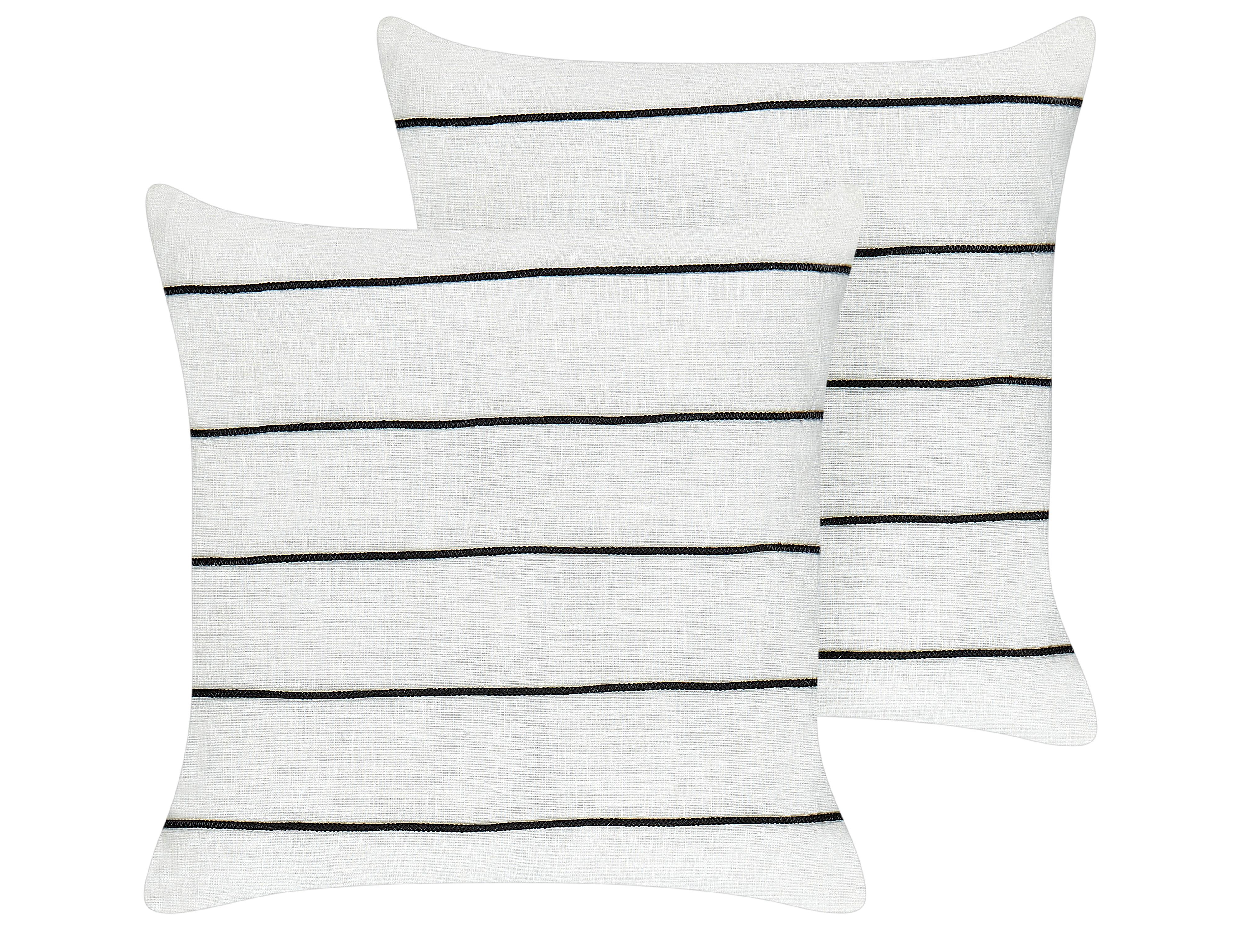 Set van 2 sierkussens MILAS Linnen 50 x 50 cm Zwart/wit gestreept