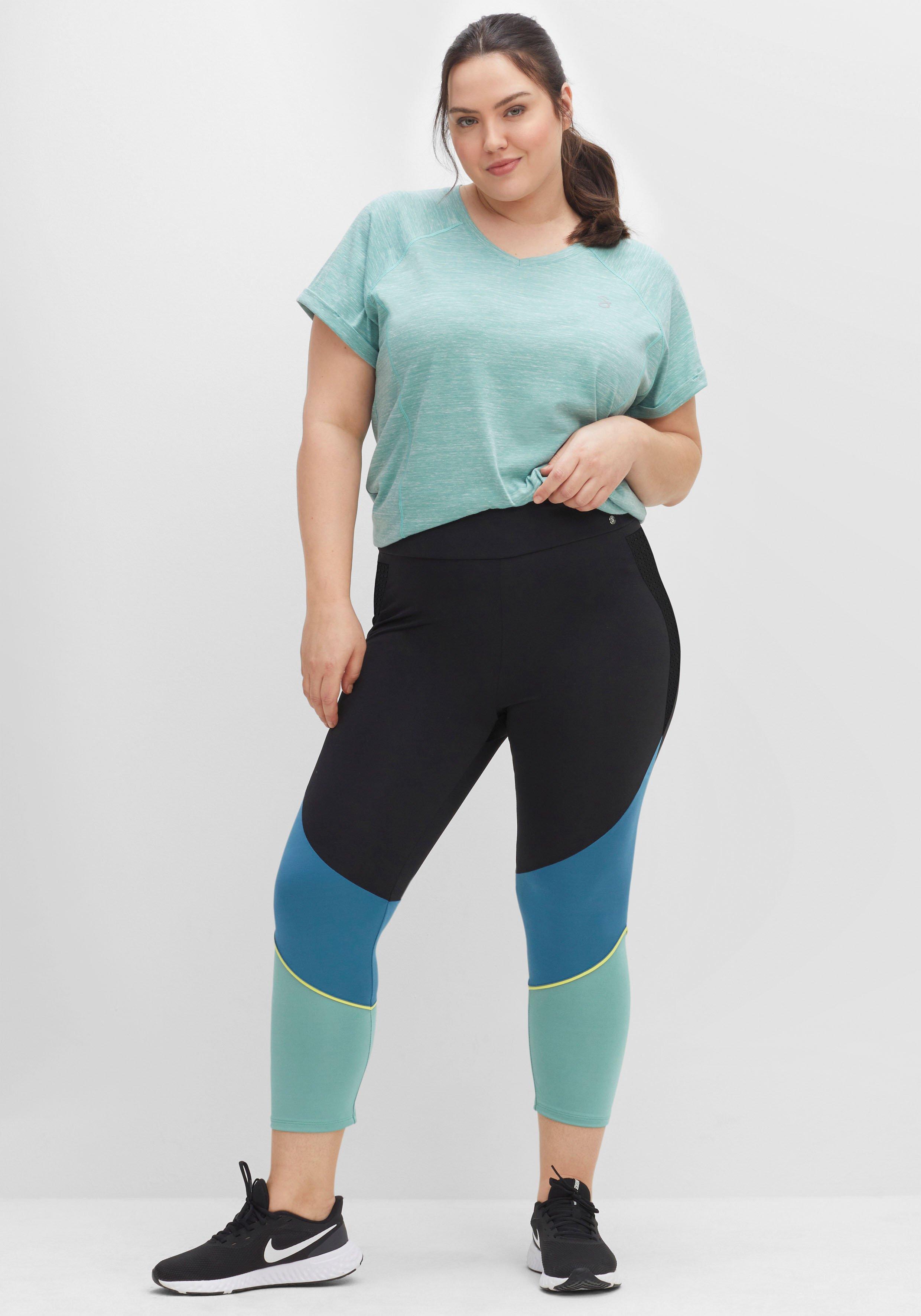 Funktionsleggings im Colourblocking-Look, in 3/4-Länge