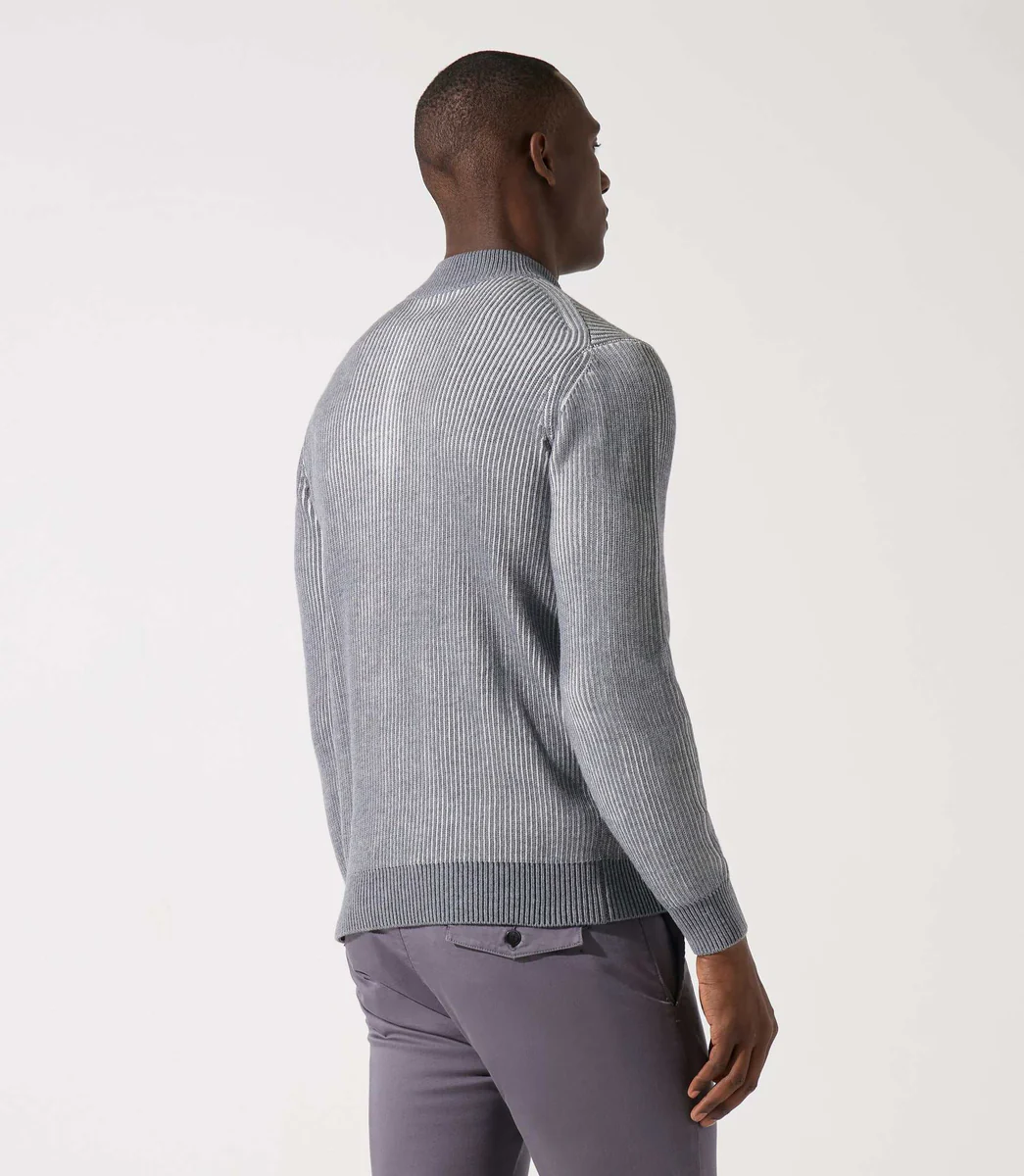 Pull col zippé camionneur gris