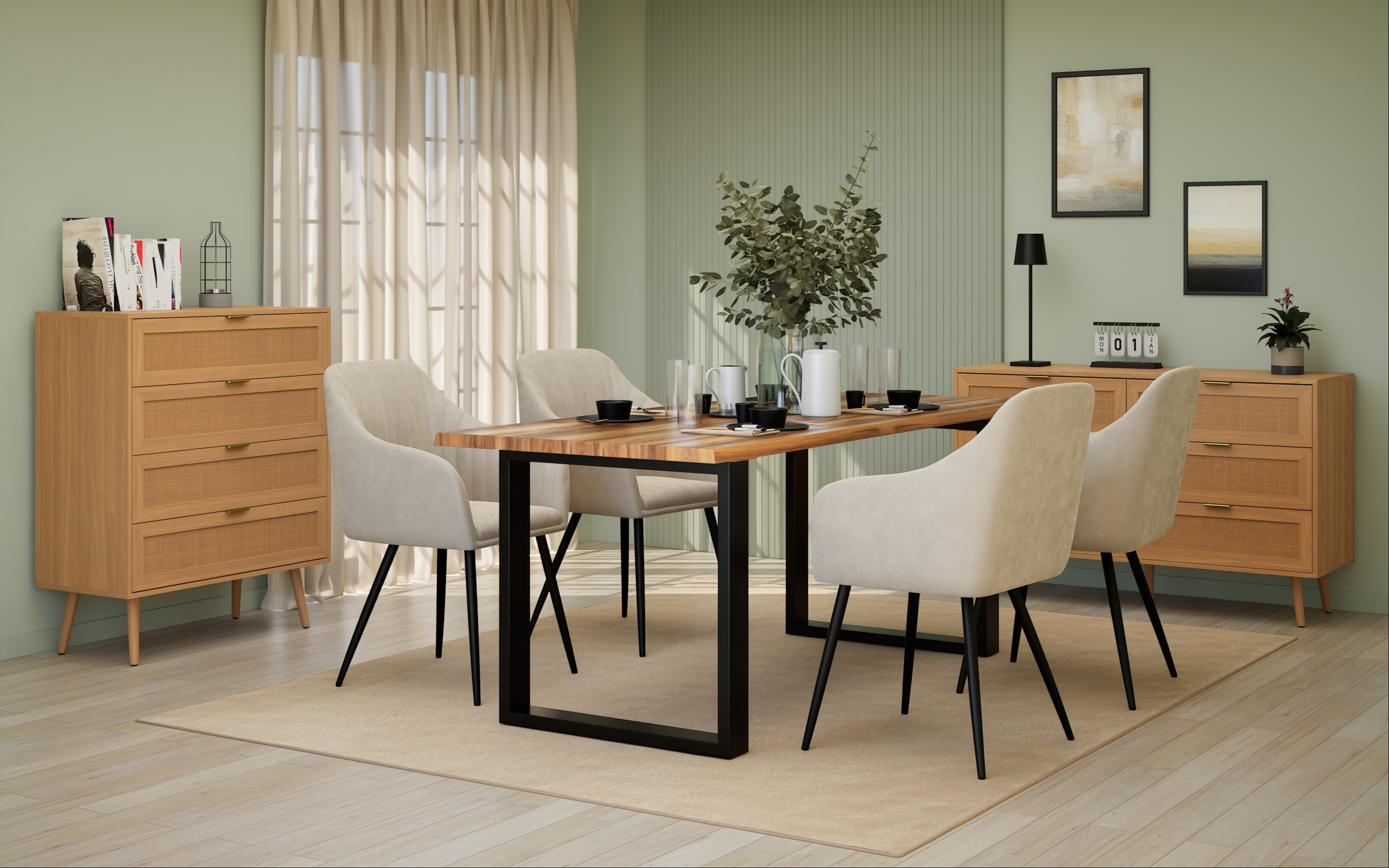 Esszimmerstuhl Samt LEE 2er Set beige