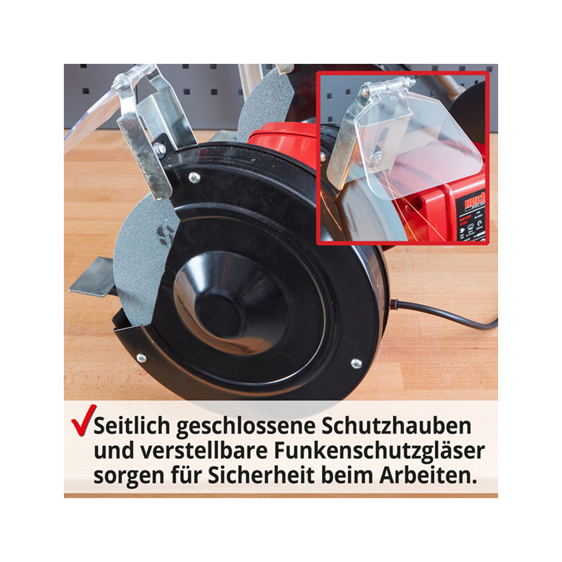 Hecht Stand Schleifmaschine 350 Watt, Schleifsteine Ø200mm, K60+K36