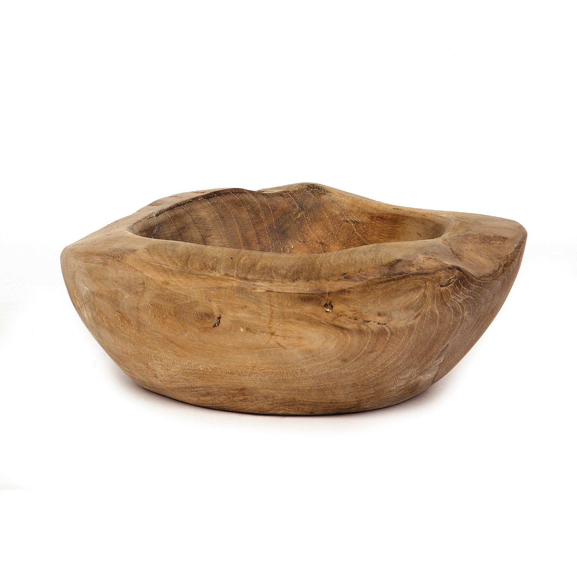 Holzschale aus Restholz, Teak, Ø min. 20 cm, H ca. 5 cm von fischer's lagerhaus